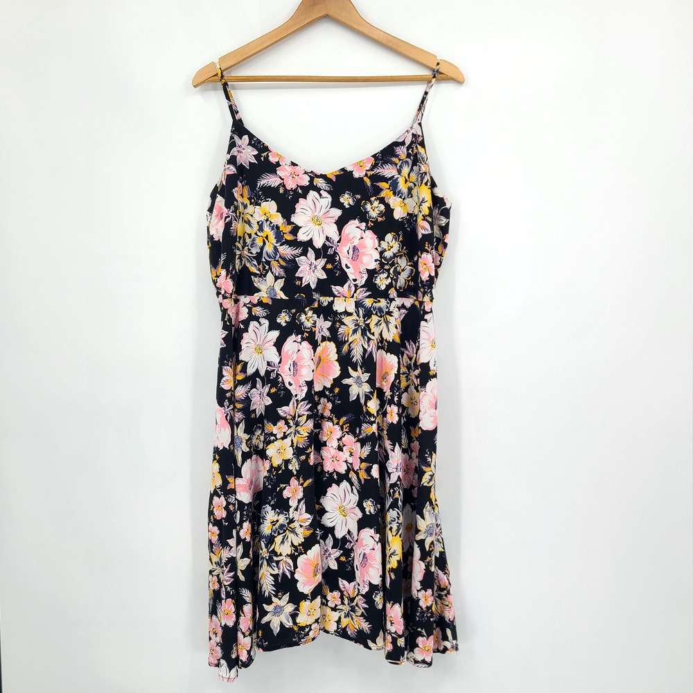 Gap Cami Dress Black Moody Floral Cottagecore Garden Party Whimsigoth Size XL